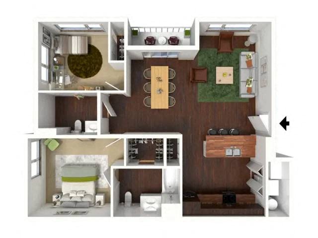 TWO BEDROOM floor plan